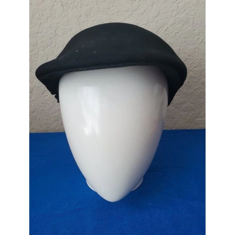 VVTG Country Gentleman Black Wool Flat Cap Cabbie Hat Men's Size M - Fair/TLC